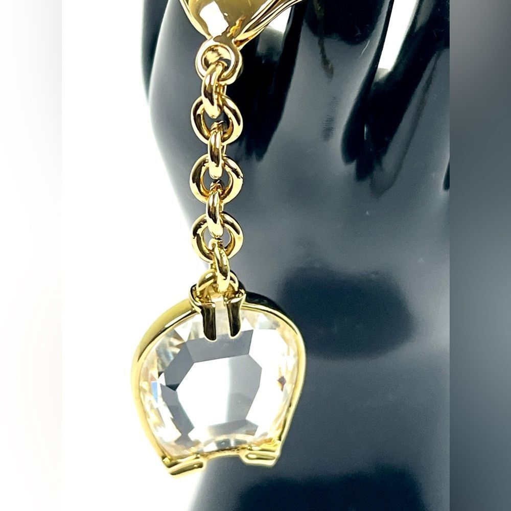 Swarovski Gold Horseshoe Keychain with Crystal Pendant